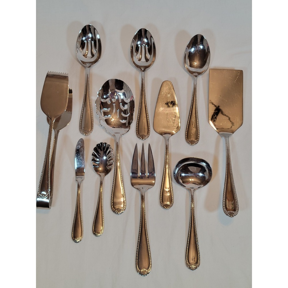 Reed & Barton Domain Serving Set 11pc 18/10 Stainless Salad Tongs Lasagna Spoon